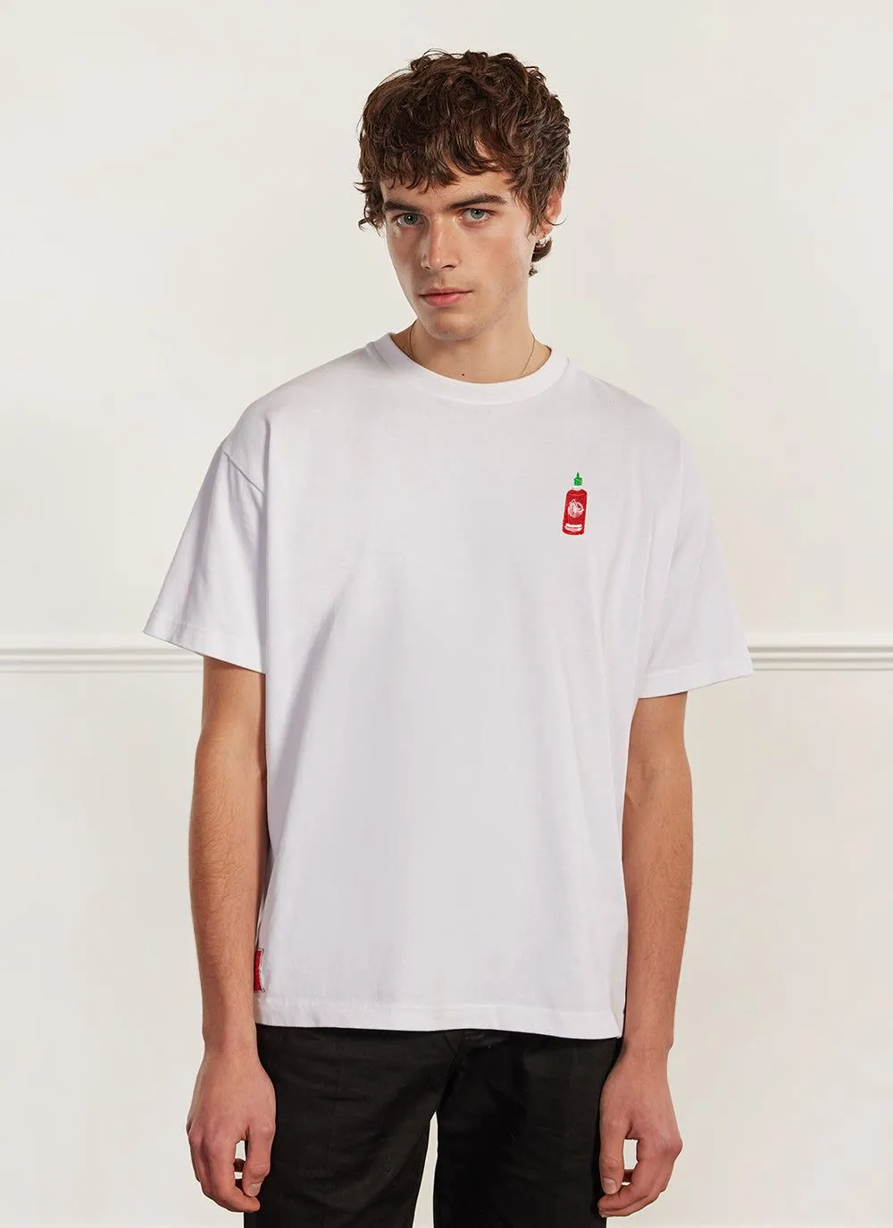 Hot Chilli Sauce T Shirt | Embroidered Organic Cotton | White sold by Percival product image thumbnail 2