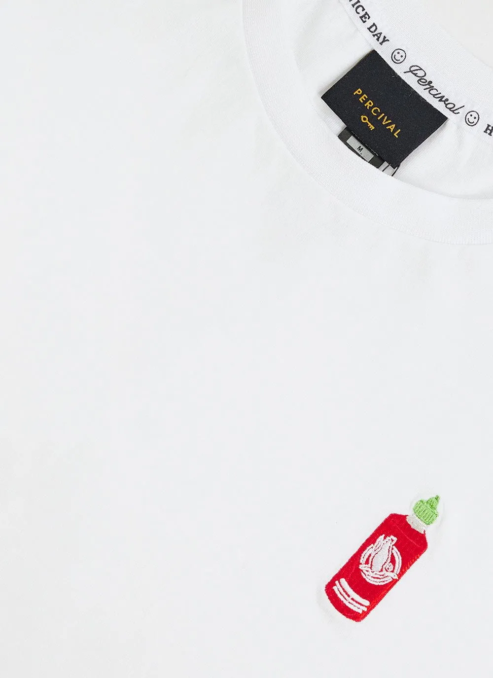 Hot Chilli Sauce T Shirt | Embroidered Organic Cotton | White sold by Percival product image thumbnail 4