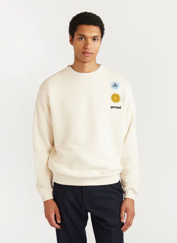 Lunar Omen Sweatshirt | Embroidered Organic Cotton | Ecru sold by Percival