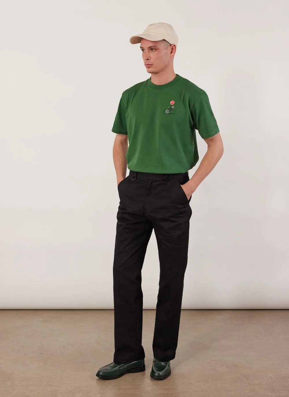 Stolen Wheel Auxiliary T Shirt | Embroidered Organic Cotton | Forest sold by Percival product image thumbnail 4