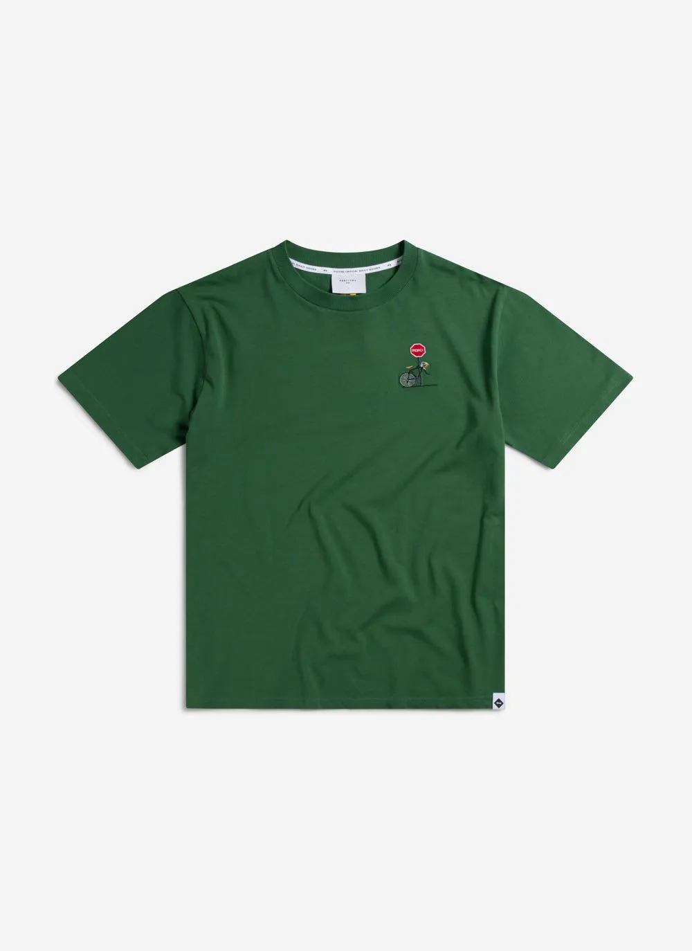 Stolen Wheel Auxiliary T Shirt | Embroidered Organic Cotton | Forest sold by Percival product image thumbnail 3