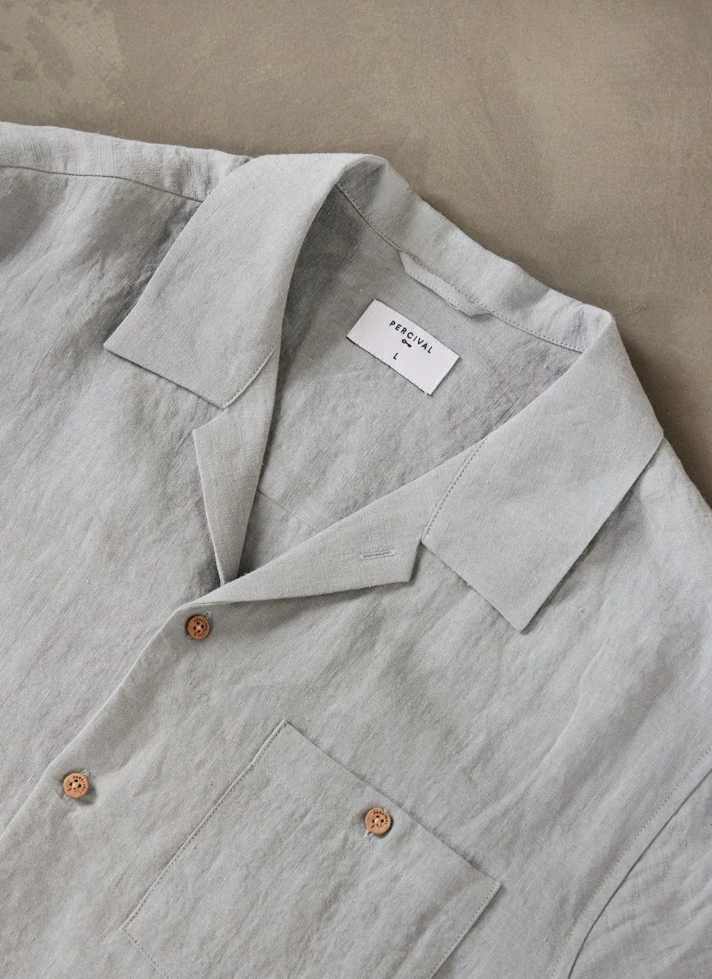 Short Sleeve Cuban Shirt | Linen | Light Blue sold by Percival product image thumbnail 3