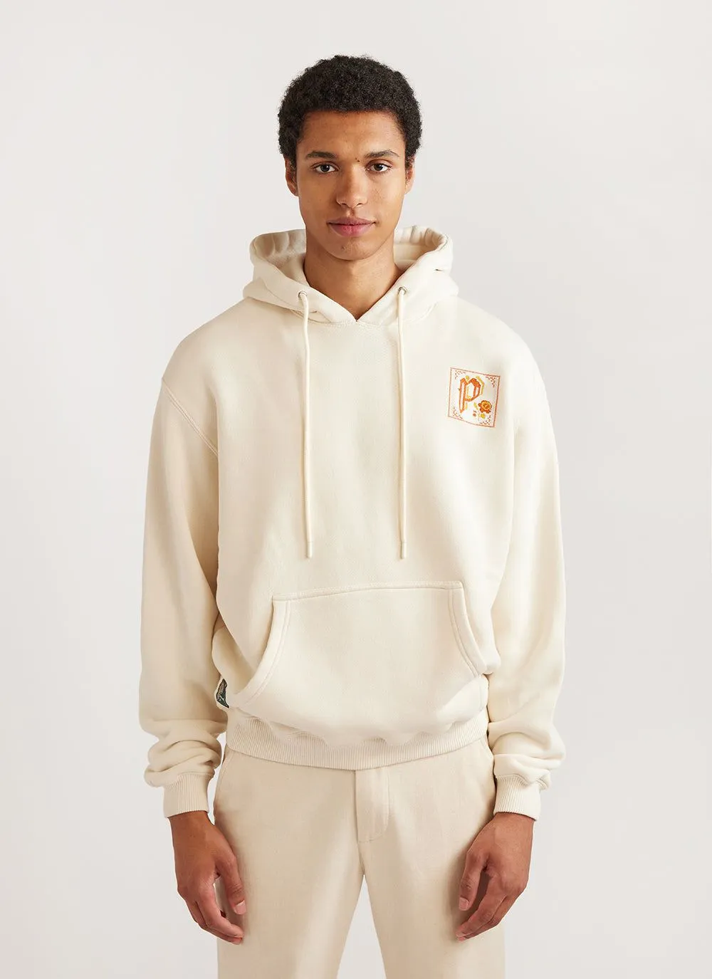 Cross Stitch Hoodie | Embroidered Organic Cotton | Ecru sold by Percival product image thumbnail 2