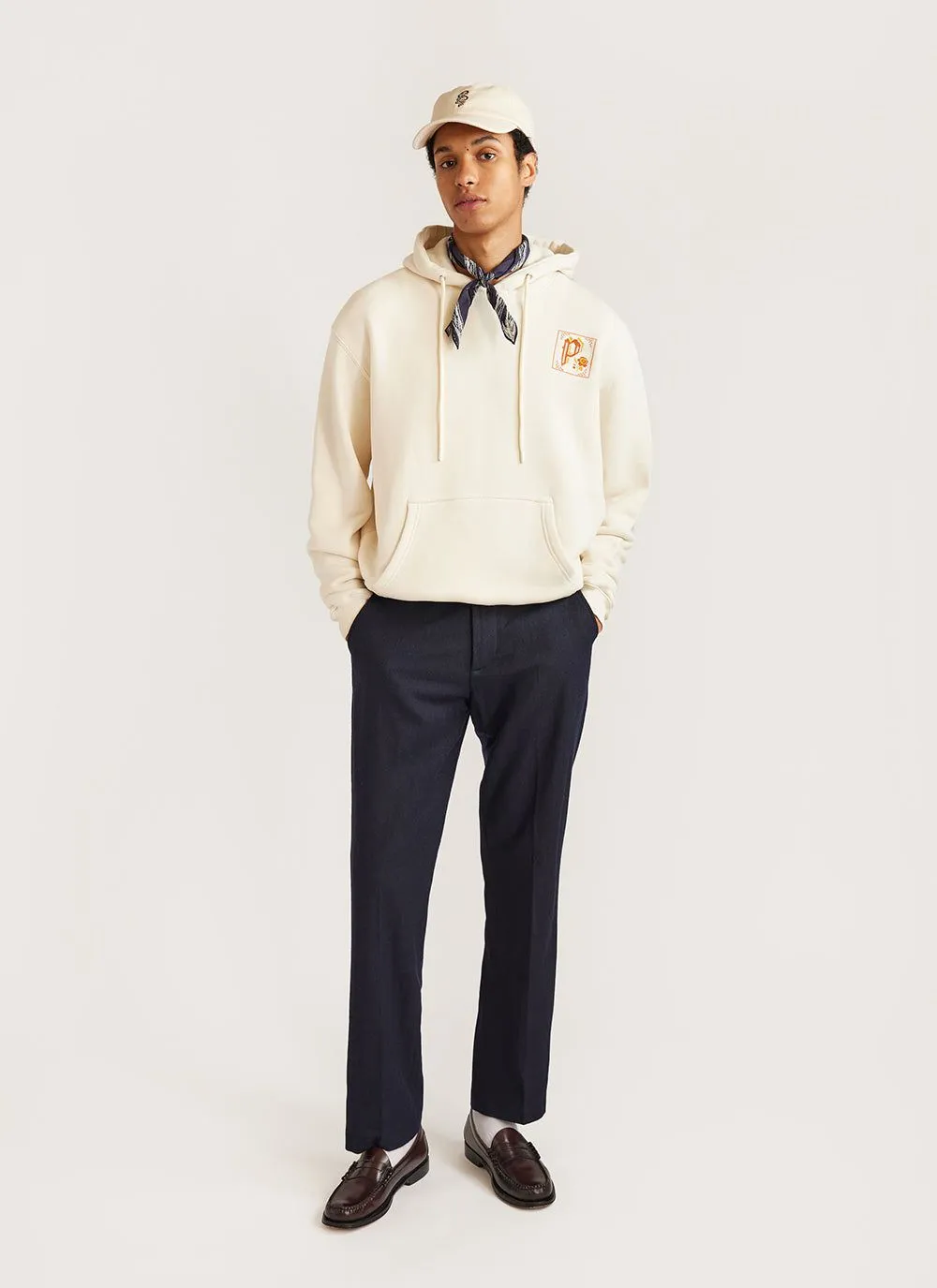 Cross Stitch Hoodie | Embroidered Organic Cotton | Ecru sold by Percival product image thumbnail 4