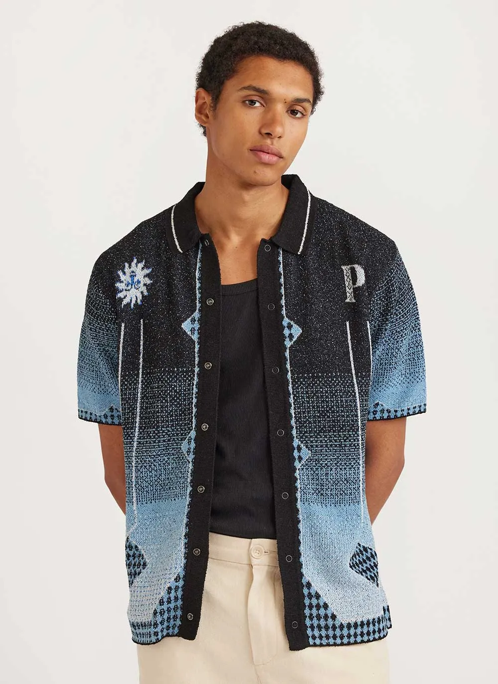 Epilogue Shirt | Knitted Cotton | Blue sold by Percival