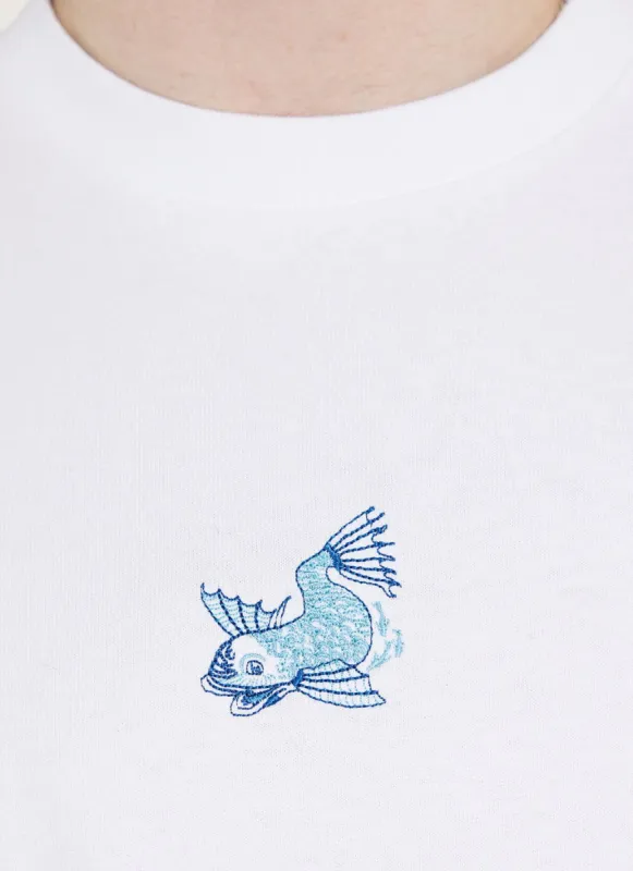 Depths of Mythos Oversized T Shirt | Embroidered Organic Cotton | White sold by Percival