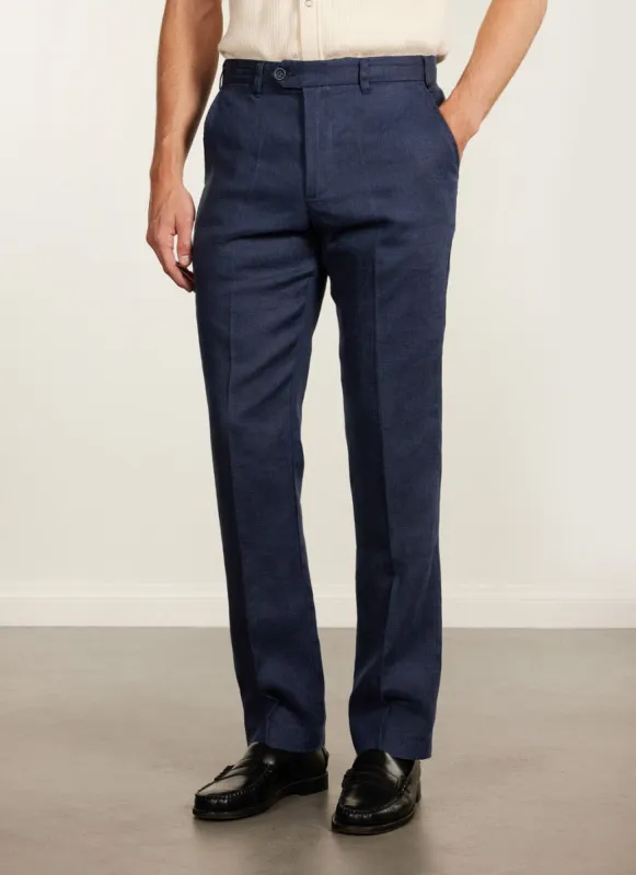 Tailored Linen Trousers | Royal Blue sold by Percival