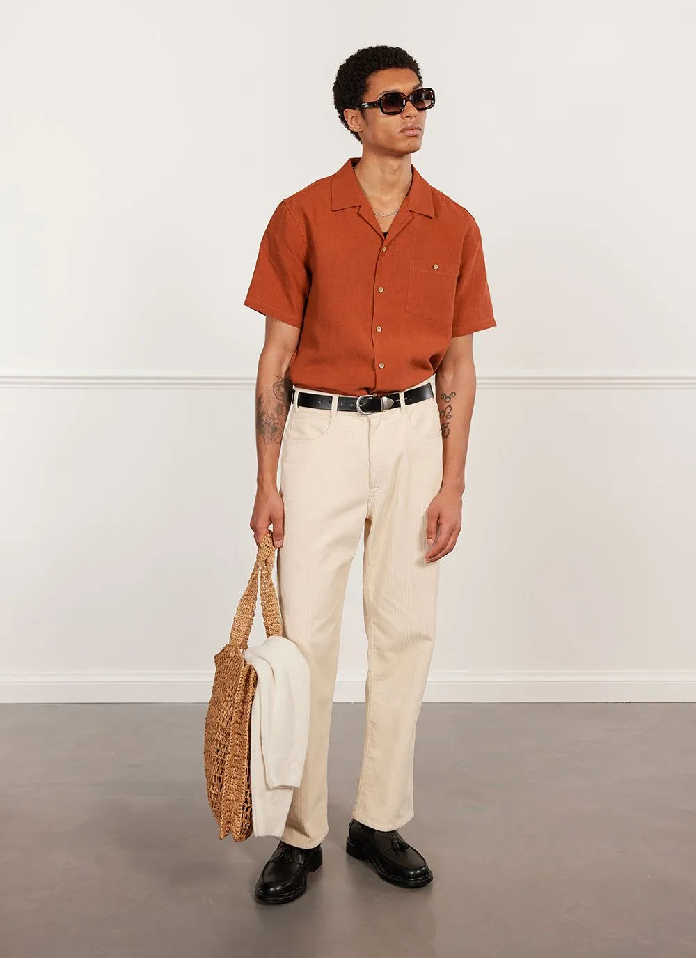 Short Sleeve Cuban Shirt | Linen | Rust sold by Percival product image thumbnail 4
