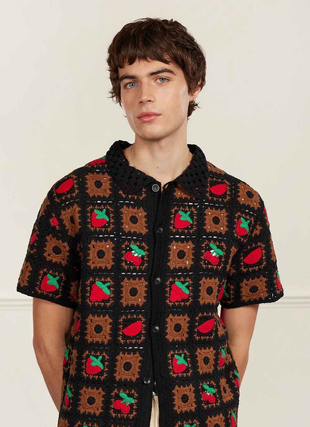 Fruit Crochet Shirt | Cotton | Black sold by Percival product image thumbnail 5