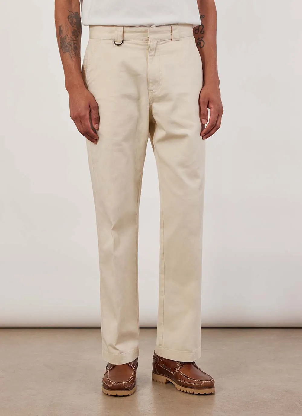 Stay Press Trousers | Cotton Twill Canvas | Cream sold by Percival product image thumbnail 3