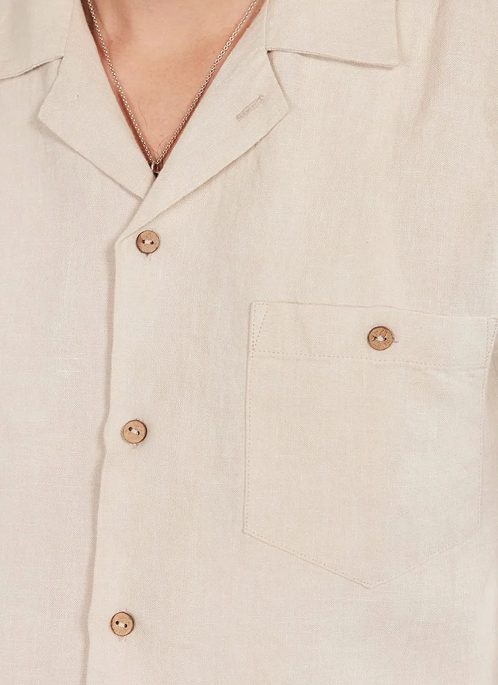 Short Sleeve Cuban Shirt | Linen | Cream sold by Percival product image thumbnail 2