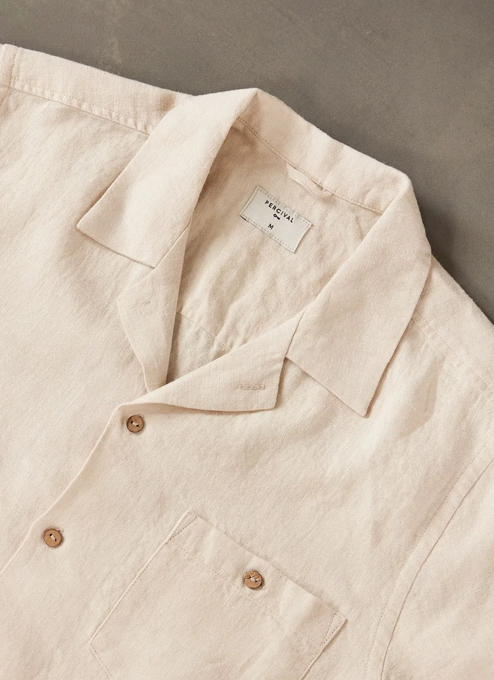 Short Sleeve Cuban Shirt | Linen | Cream sold by Percival product image thumbnail 3