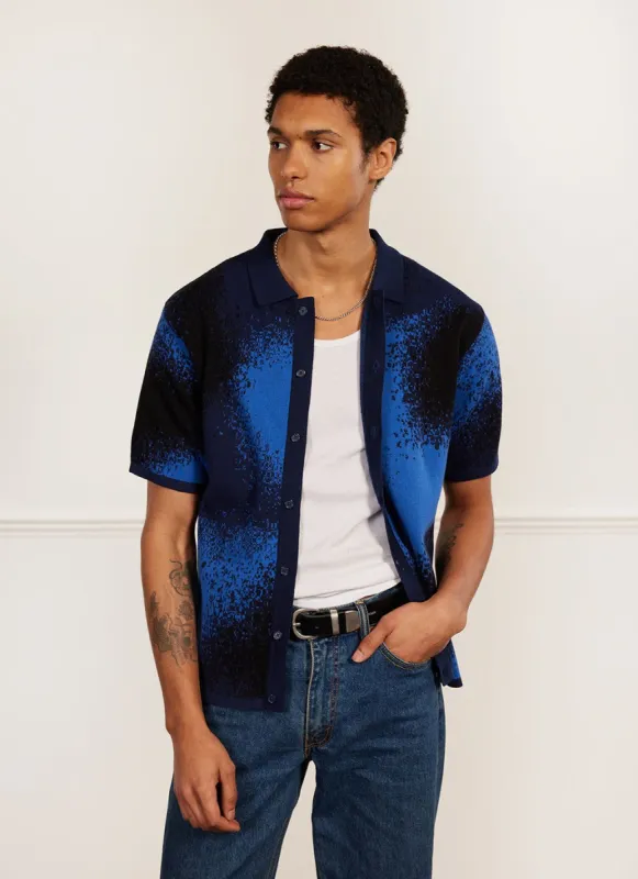 Saturn Dye Knitted Shirt | Cotton | Blue sold by Percival