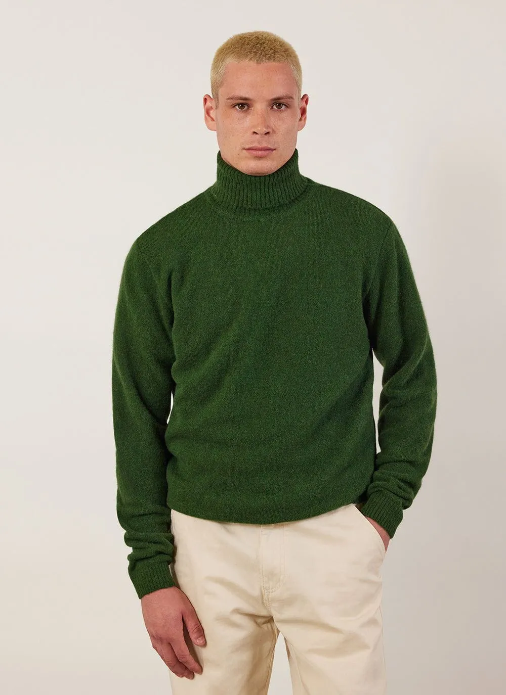 Auxiliary Roll Neck Jumper | Alpaca Wool | Forest sold by Percival