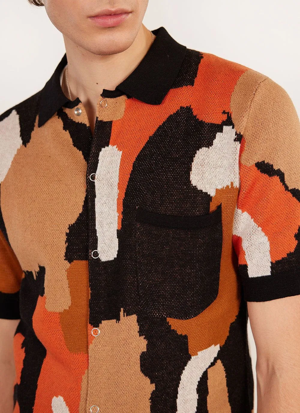 Impressionist Jacquard Shirt | Knitted Cotton | Black sold by Percival product image thumbnail 3