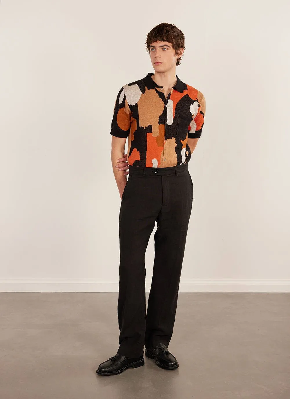 Impressionist Jacquard Shirt | Knitted Cotton | Black sold by Percival product image thumbnail 5