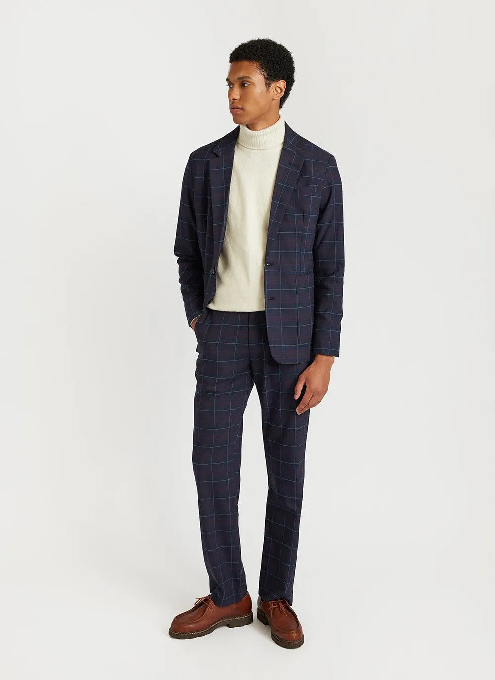 Check Tailored Blazer | Navy sold by Percival product image thumbnail 4