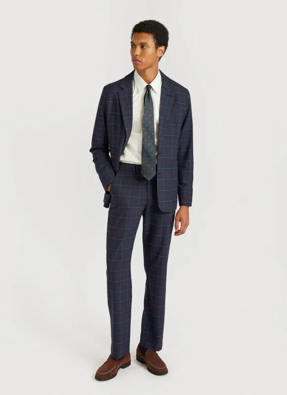 Check Tailored Blazer | Navy sold by Percival