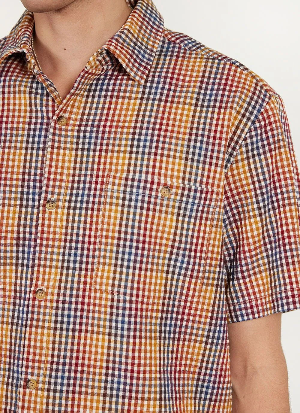 Agora Boxy Clerk Shirt | Cotton | Multi Check sold by Percival product image thumbnail 4