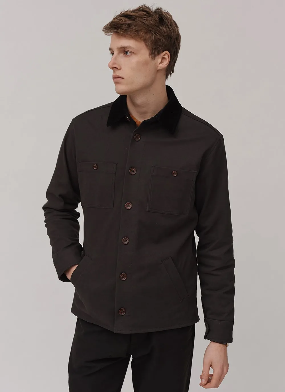 Workshirt | Graphite Twill With Cord Collar sold by Percival product image thumbnail 3