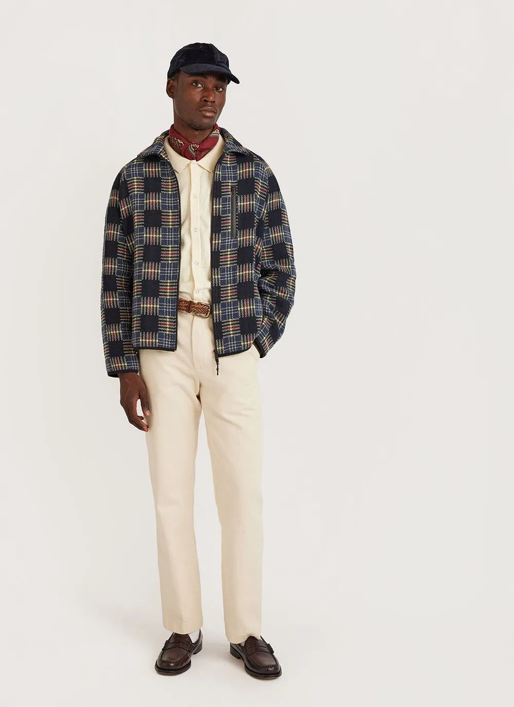 Anderson Raglan Check Jacket | Wool | Navy sold by Percival product image thumbnail 3