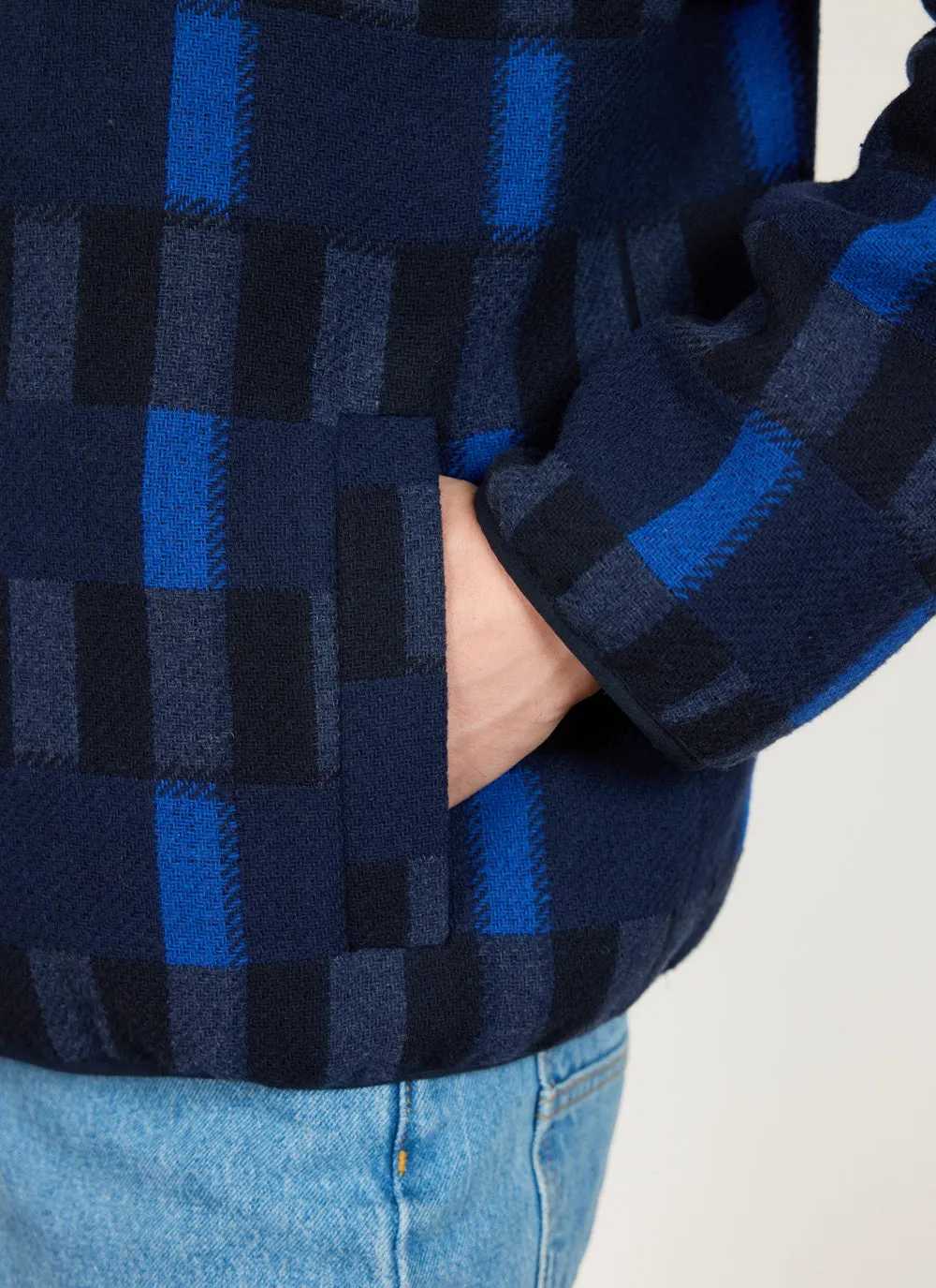 Fretwork Check Anderson Jacket | Wool | Blue sold by Percival product image thumbnail 4