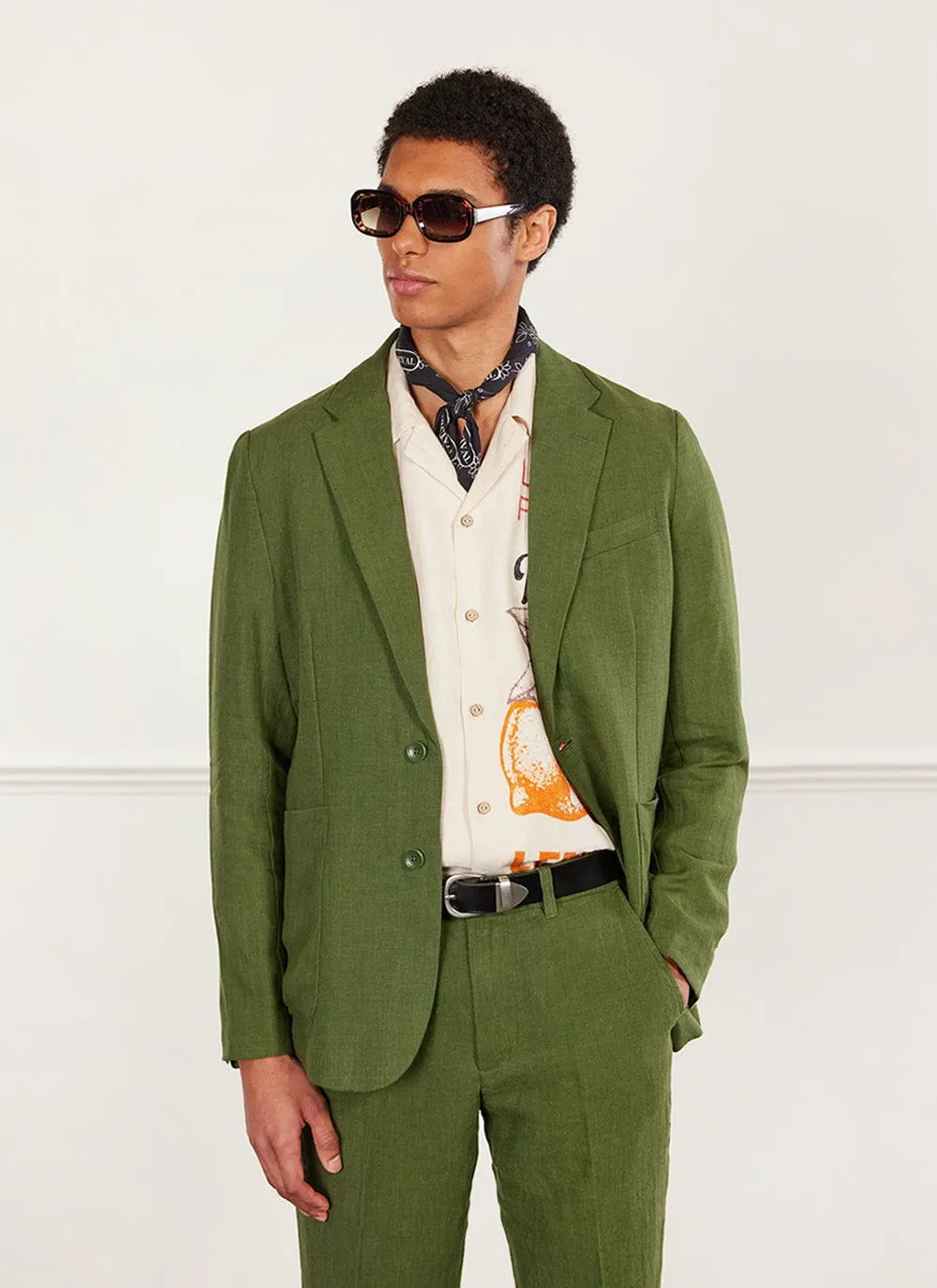 Tailored Linen Blazer | Suit Jacket | Forest Green sold by Percival product image thumbnail 2