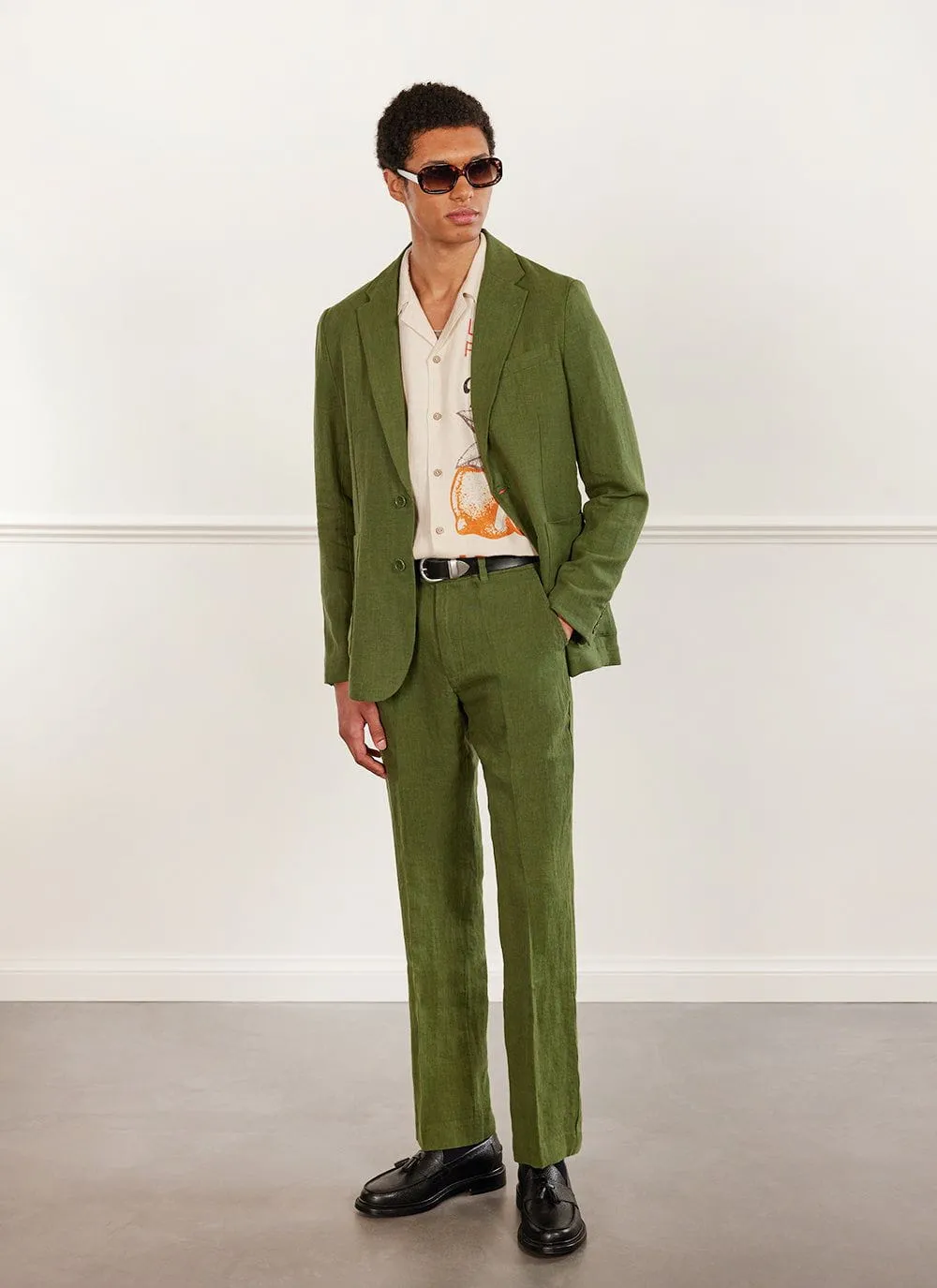 Tailored Linen Blazer | Suit Jacket | Forest Green sold by Percival product image thumbnail 5