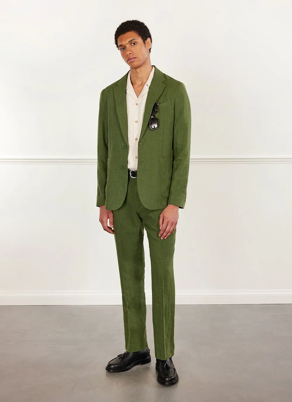 Tailored Linen Blazer | Suit Jacket | Forest Green sold by Percival