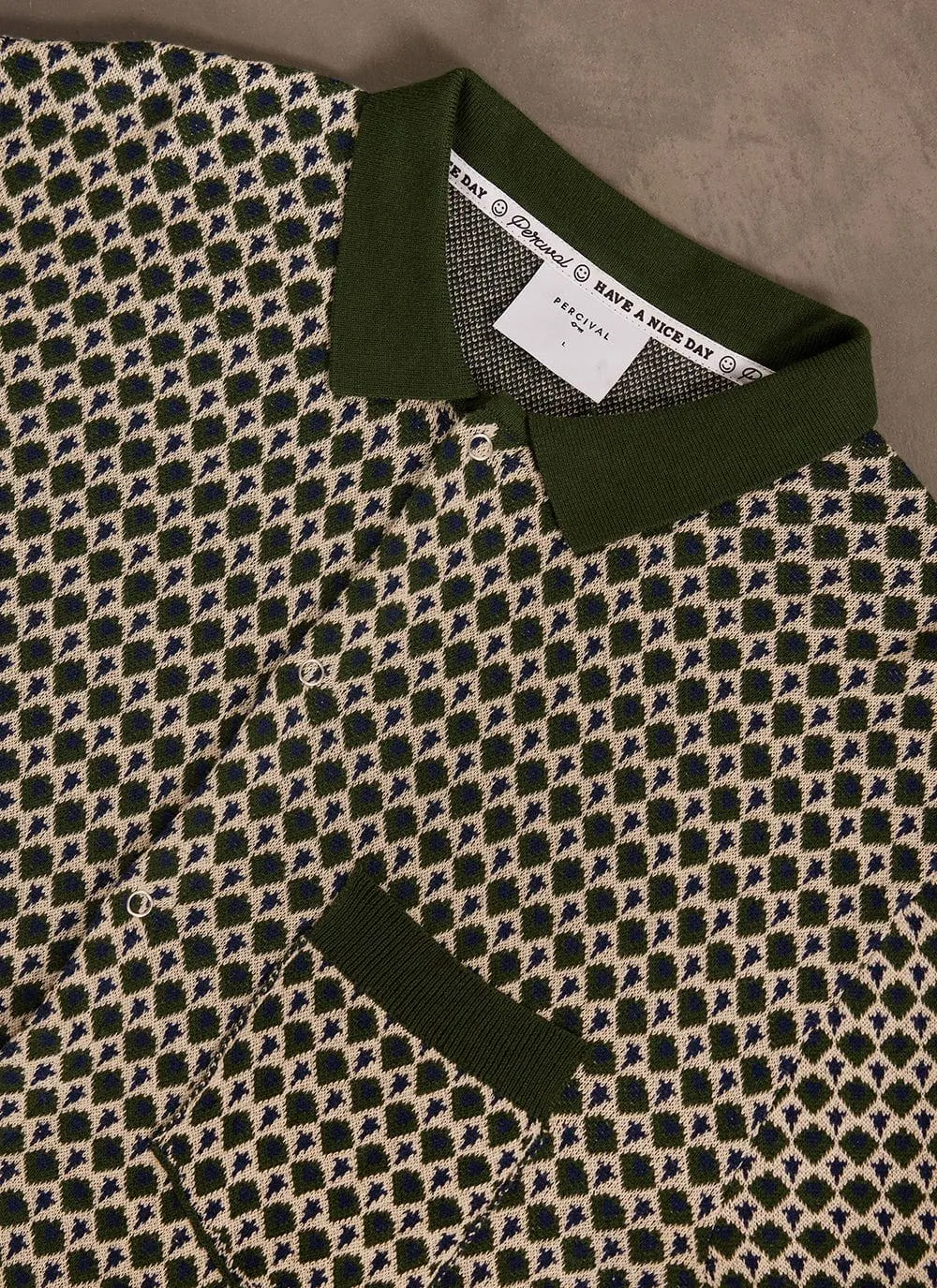 Casa Piccante Shirt | Knitted Cotton | Green Jacquard sold by Percival product image thumbnail 4