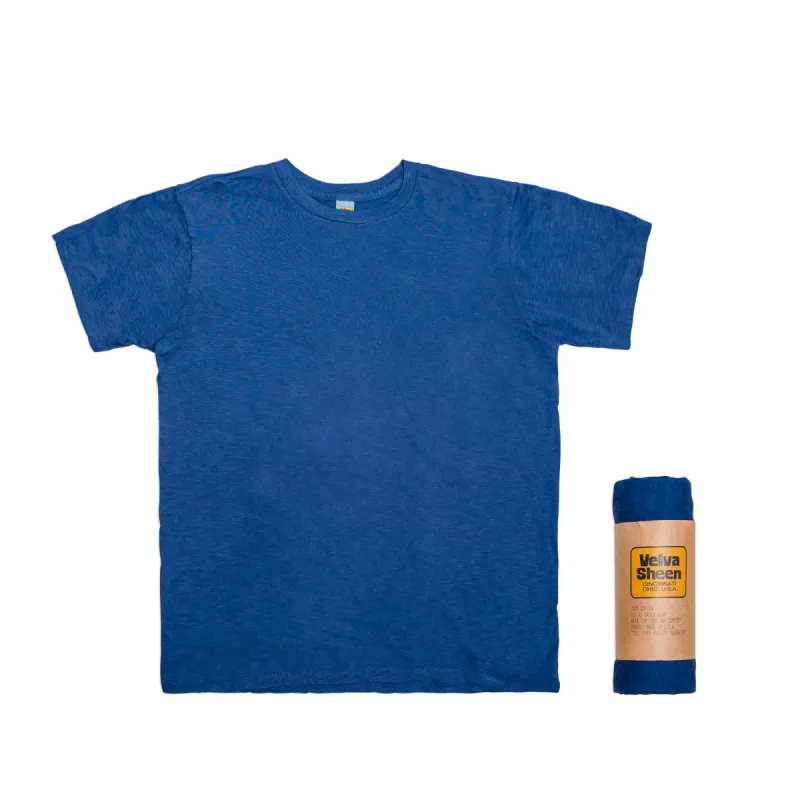 Rolled Short sleeve Crew neck Tee / Blue sold by Velva Sheen