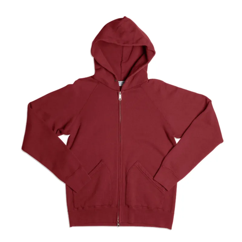 Hooded W-Zip Sweat / Burgundy made by Velva Sheen
