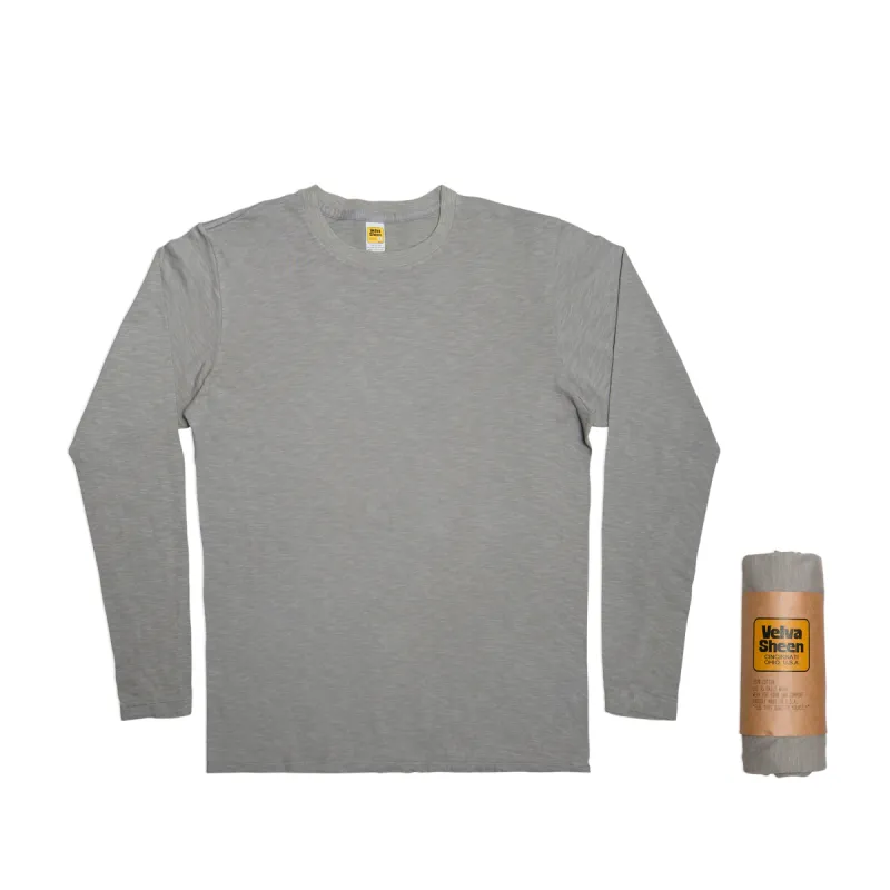 Rolled Long sleeve Crew neck Tee / Grey sold by Velva Sheen