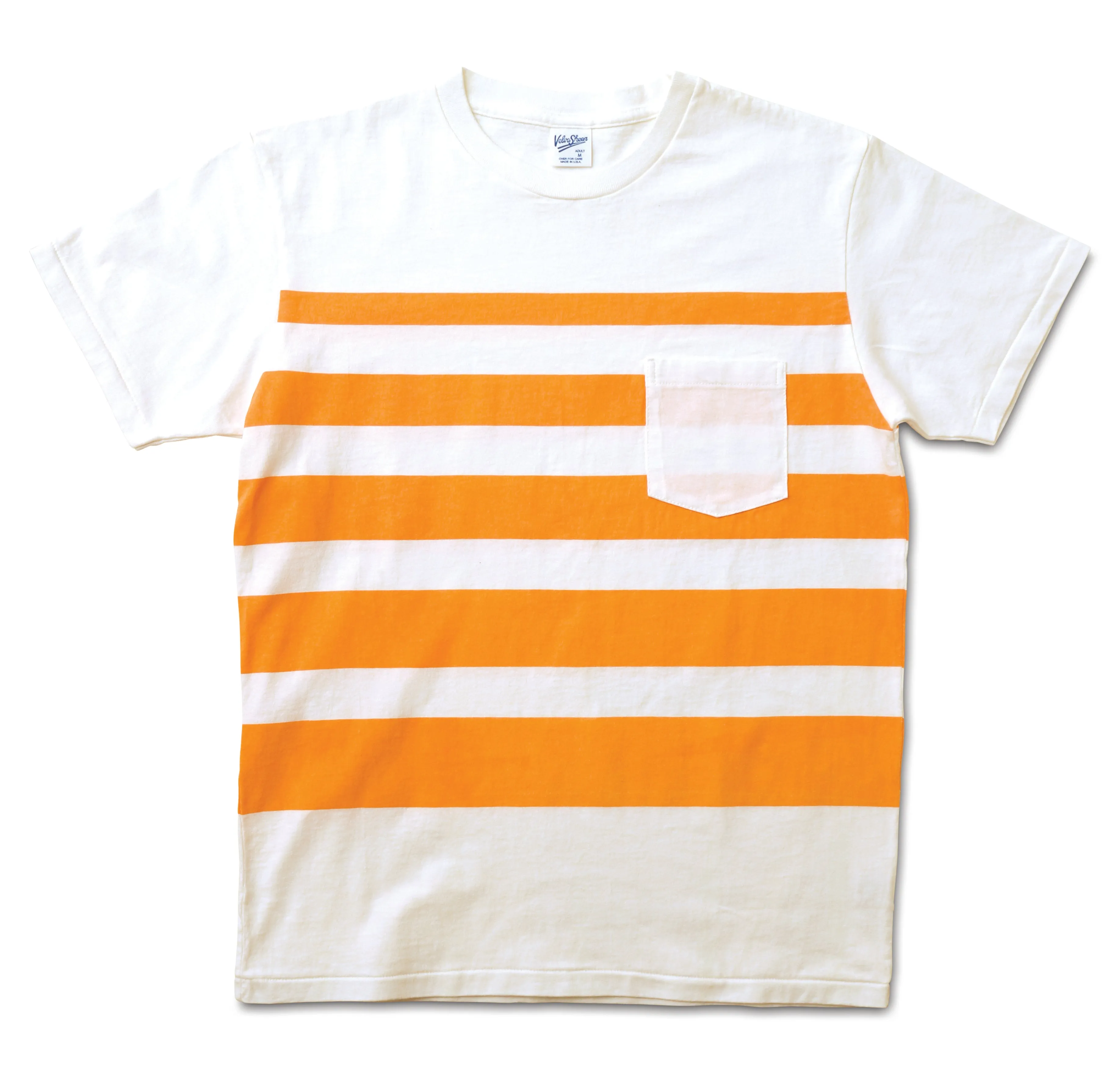 Wide Wave Stripe Tee / White/Orange sold by Velva Sheen