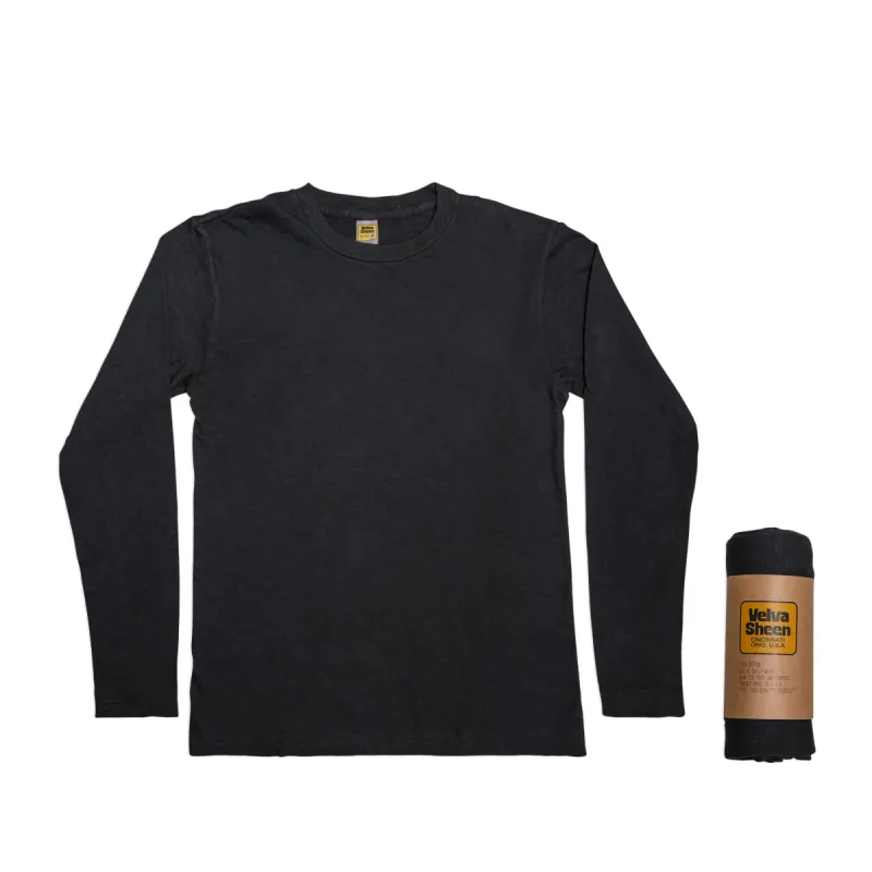 Rolled Long sleeve Crew neck Tee / Black sold by Velva Sheen