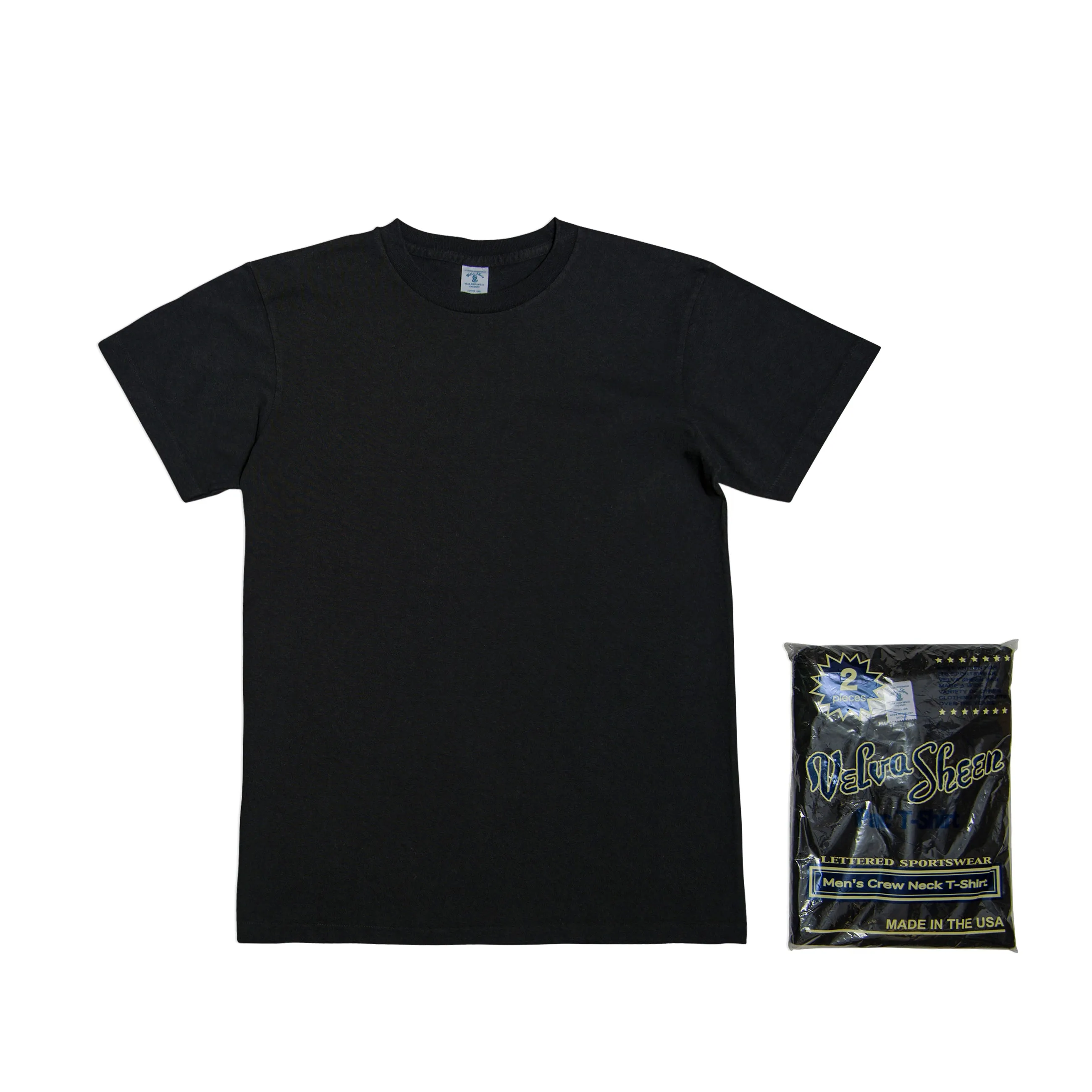 Short sleeve Crew neck Tee (2 Shirts Pac) / Black sold by Velva Sheen