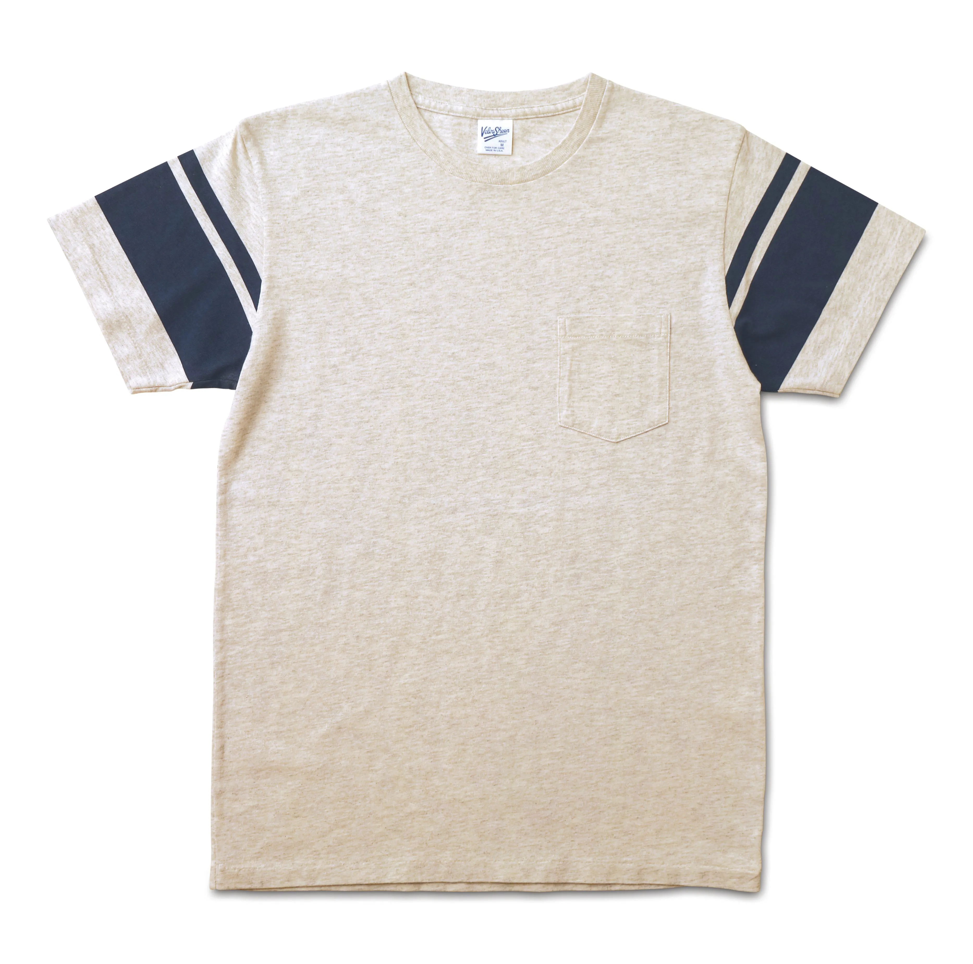 College Arm Stripe Tee / Oatmeal/Navy sold by Velva Sheen