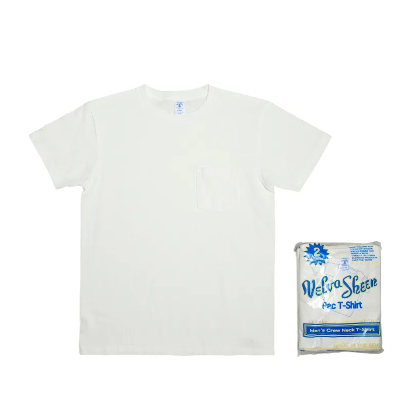 Short sleeve Crew neck Tee w/pocket (2 Shirts Pac) / White sold by Velva Sheen