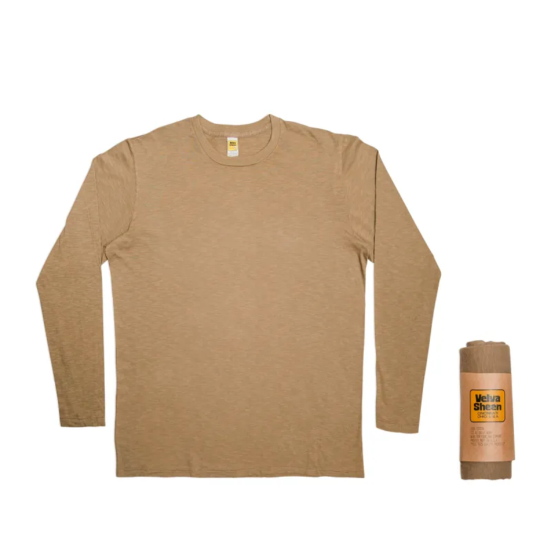 Rolled Long sleeve Crew neck Tee / Olive sold by Velva Sheen