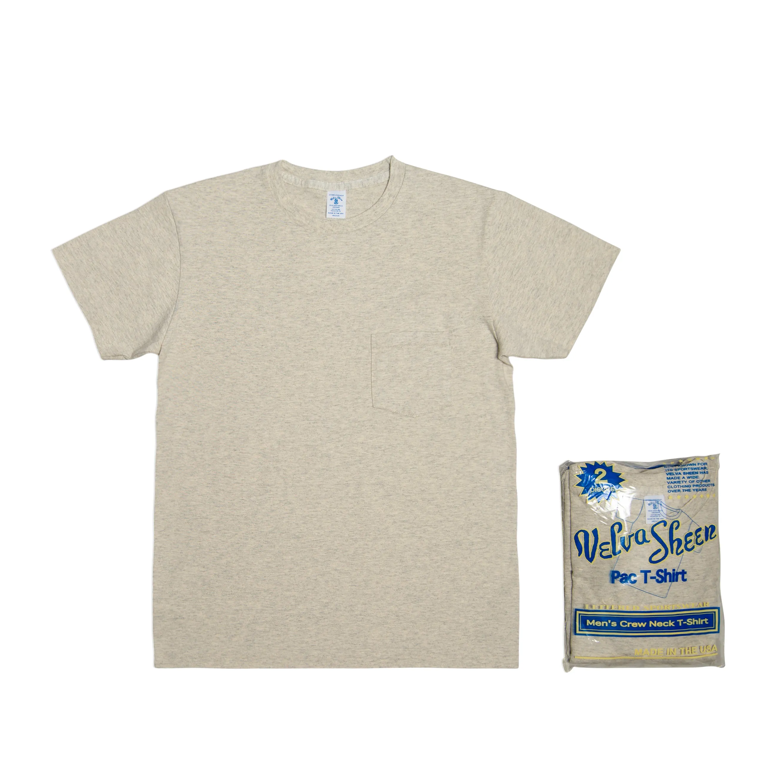 Short sleeve Crew neck Tee w/pocket (2 Shirts Pac) / Oatmeal sold by Velva Sheen