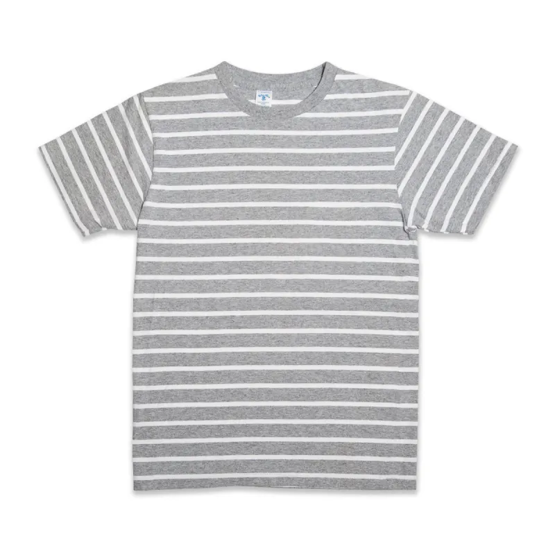 Uneven Stripe S/S C/N Tee / H.Grey/White sold by Velva Sheen
