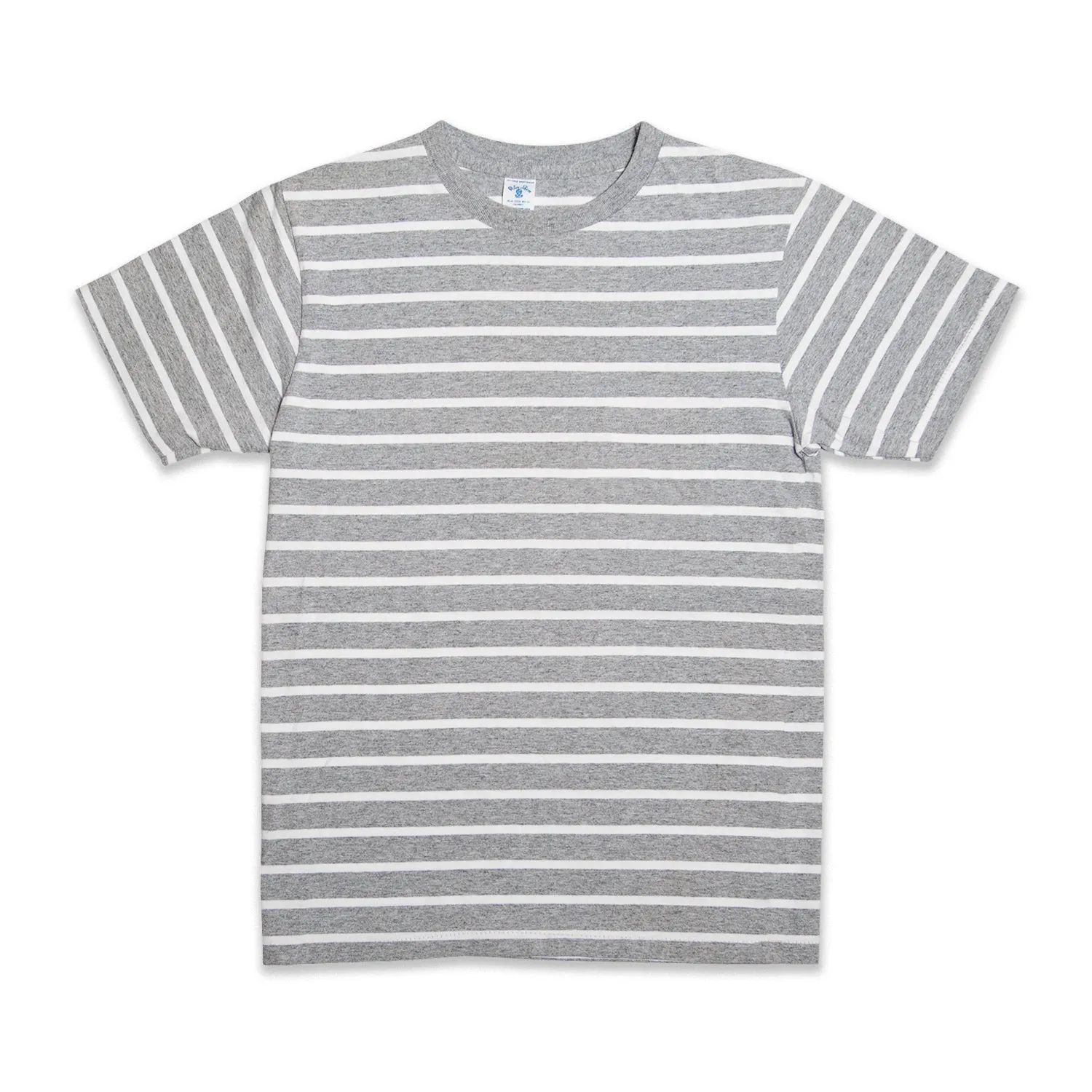 Uneven Stripe S/S C/N Tee / H.Grey/White sold by Velva Sheen