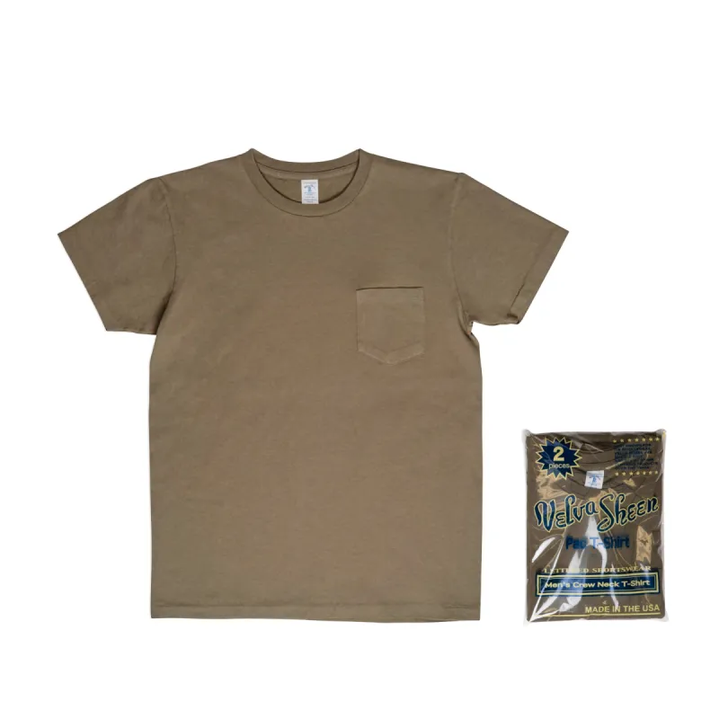 Short sleeve Crew neck Tee w/pocket (2 Shirts Pac) / Olive drab sold by Velva Sheen