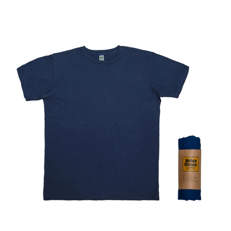 Rolled Short sleeve Crew neck Tee / Navy sold by Velva Sheen