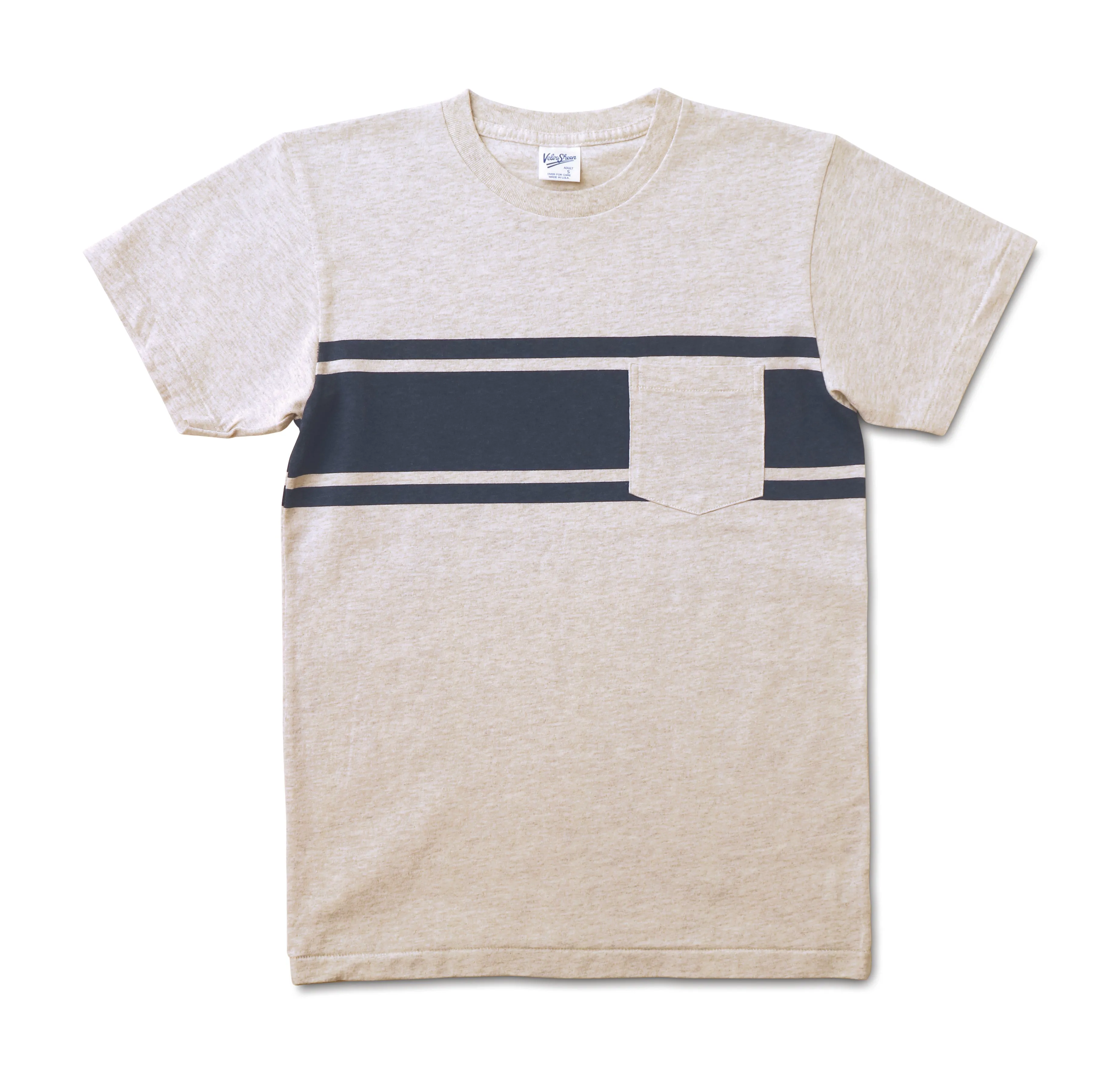 College Stripe Tee / Oatmeal/Navy sold by Velva Sheen