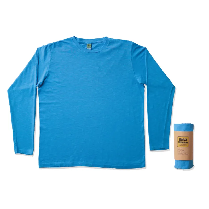 Rolled Long sleeve Crew neck Tee / Adriatic Sea sold by Velva Sheen