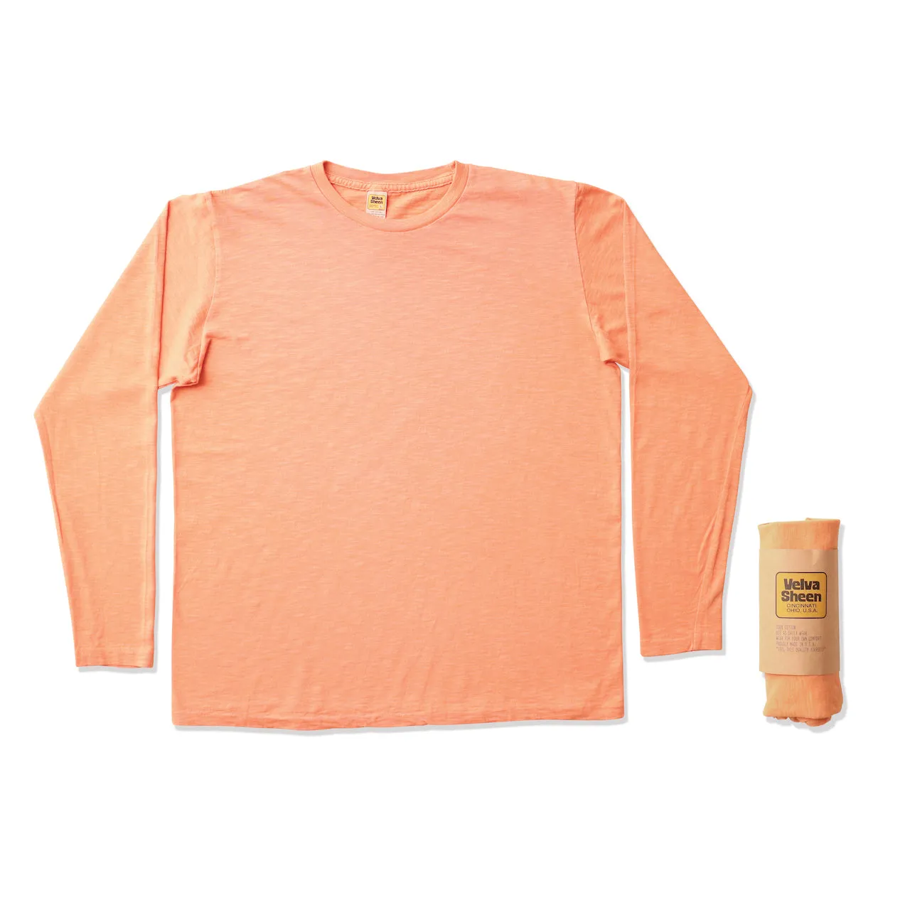 Rolled Long sleeve Crew neck Tee / Apricot sold by Velva Sheen