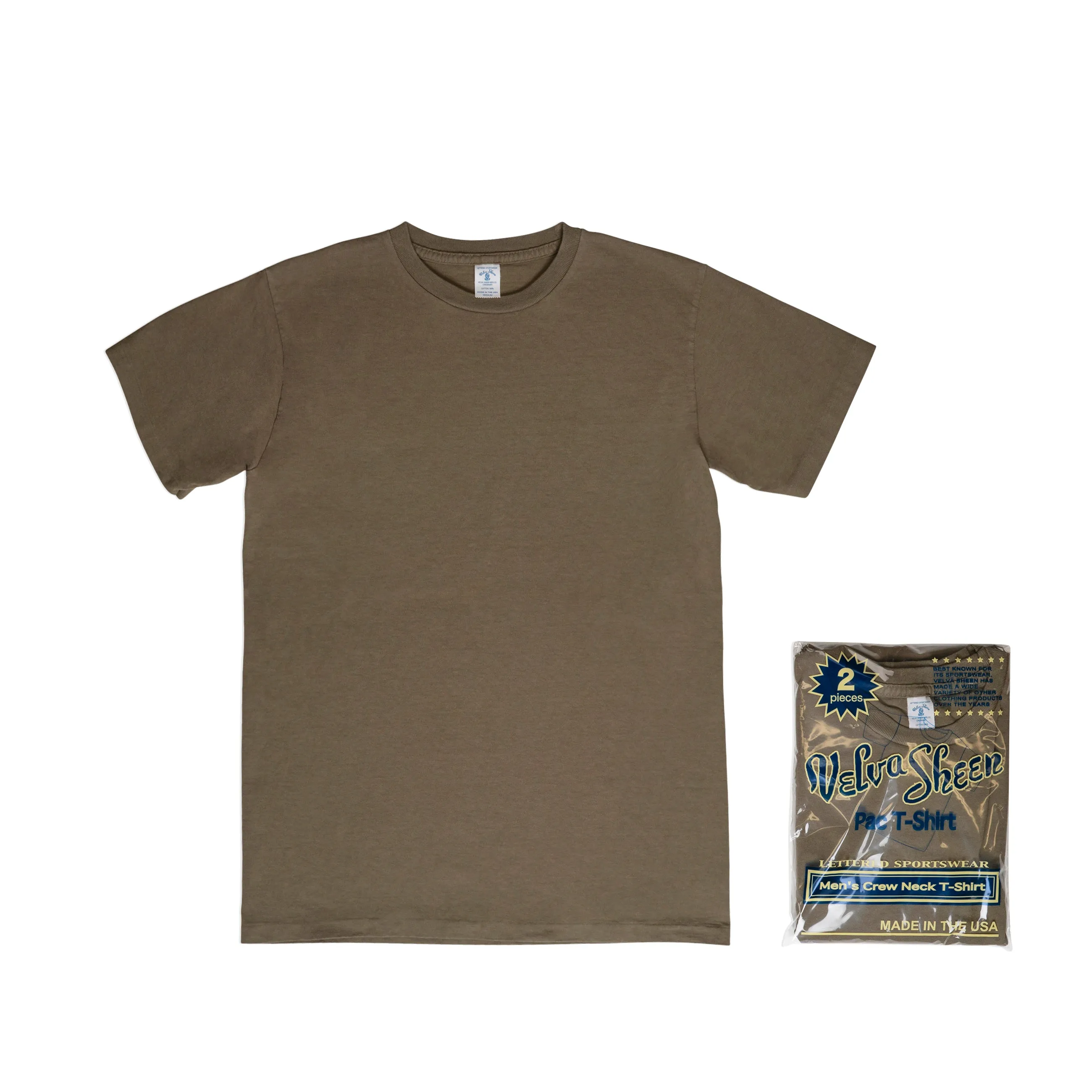 Short sleeve Crew neck Tee (2 Shirts Pac) / Olive drab sold by Velva Sheen