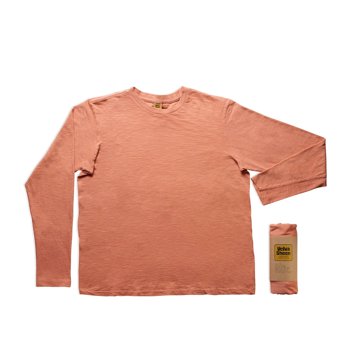 Rolled Long sleeve Crew neck Tee / Copper sold by Velva Sheen