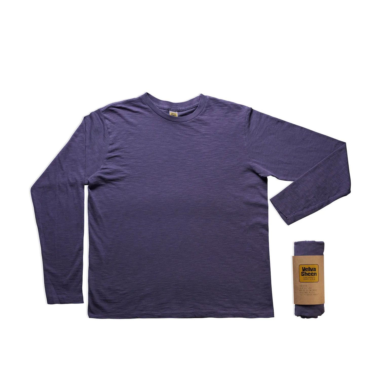 Rolled Long sleeve Crew neck Tee / Royal Purple sold by Velva Sheen